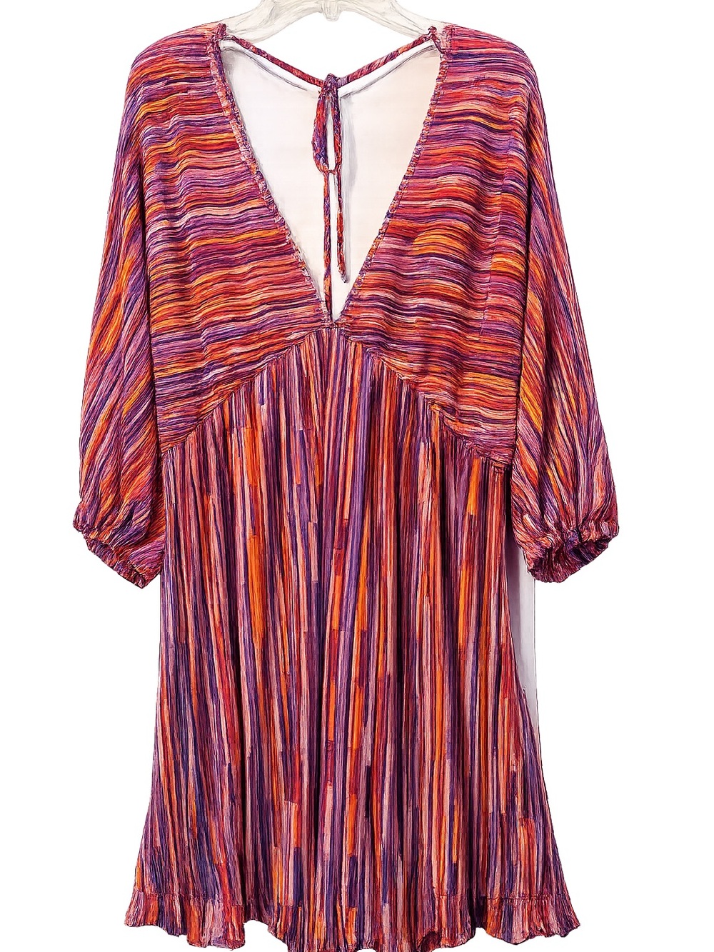 Ces Femme V-Neck Striped Swim Coverup in Purple & Orange